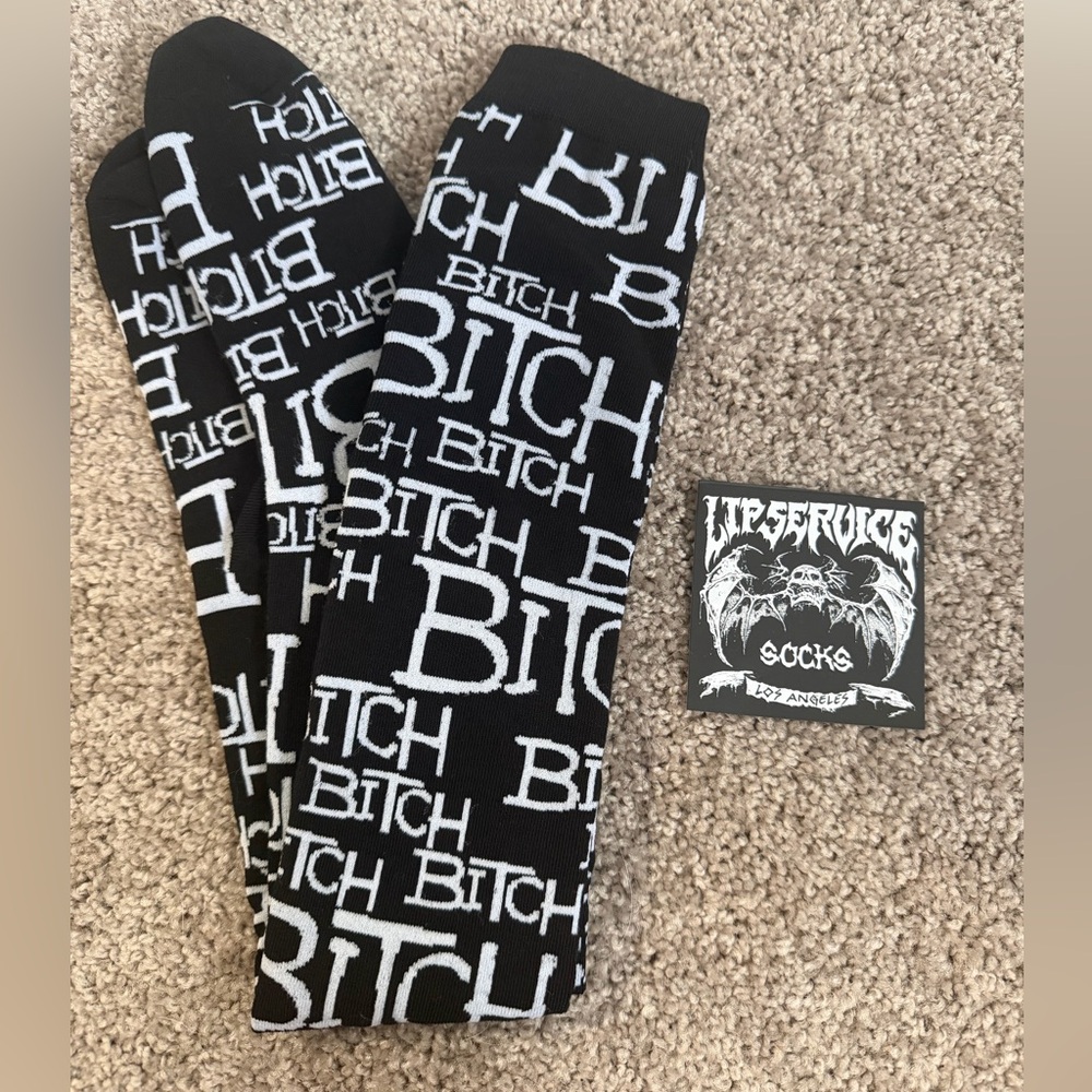 Y2K Lip Service swear socks goth